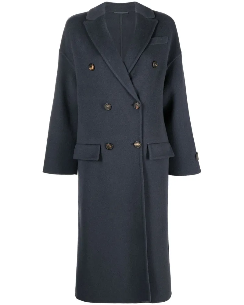 Brunello Cucinelli Doppelreihiger Mantel - Blau Blau