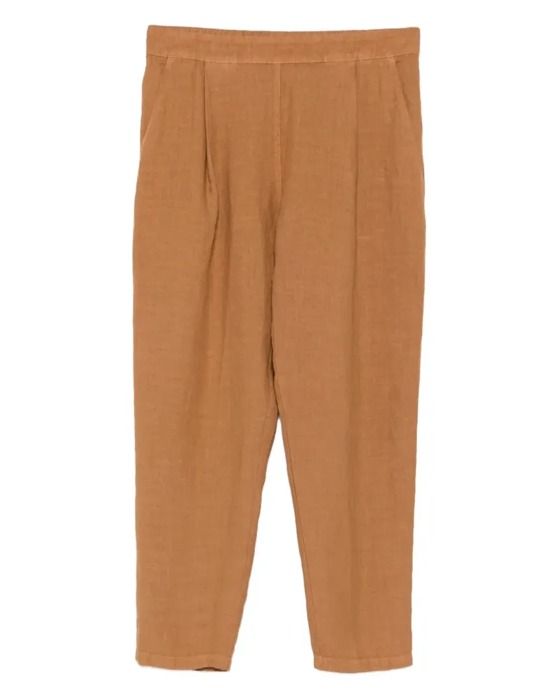 120% Lino Leinenhose mit Bundfalten - Braun Braun