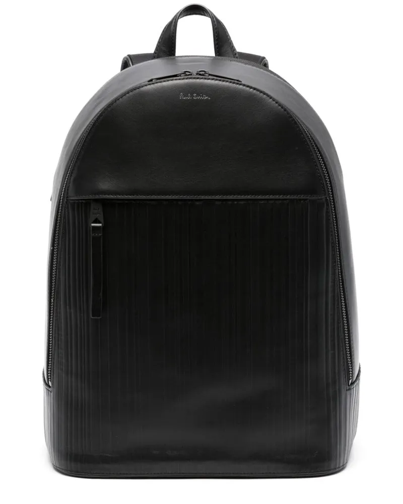 Paul Smith Rucksack aus Leder mit Logo Schwarz