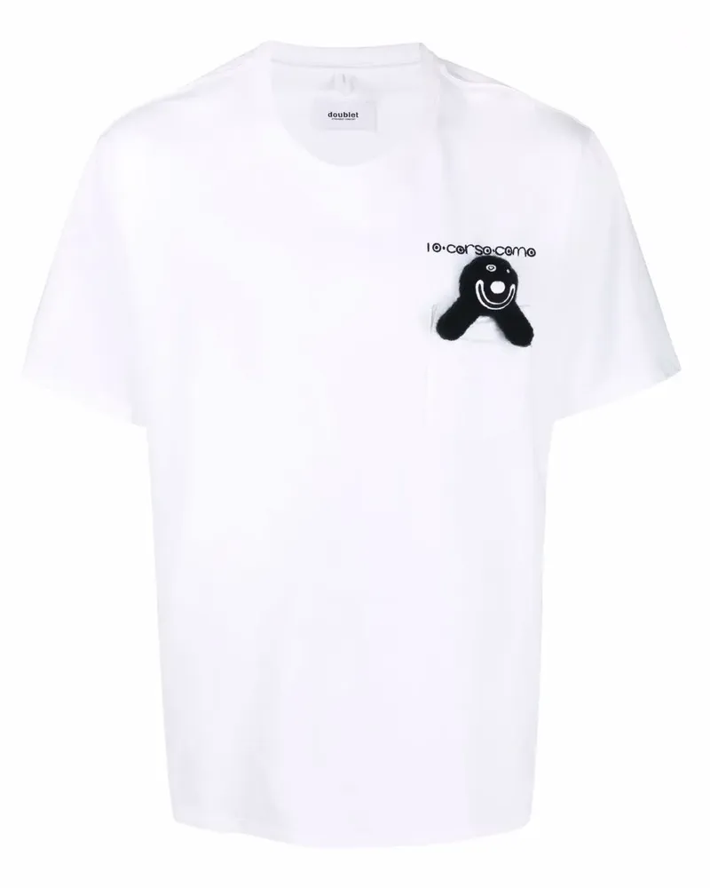 Doublet T-Shirt mit Smiley-Print - Weiß Weiß