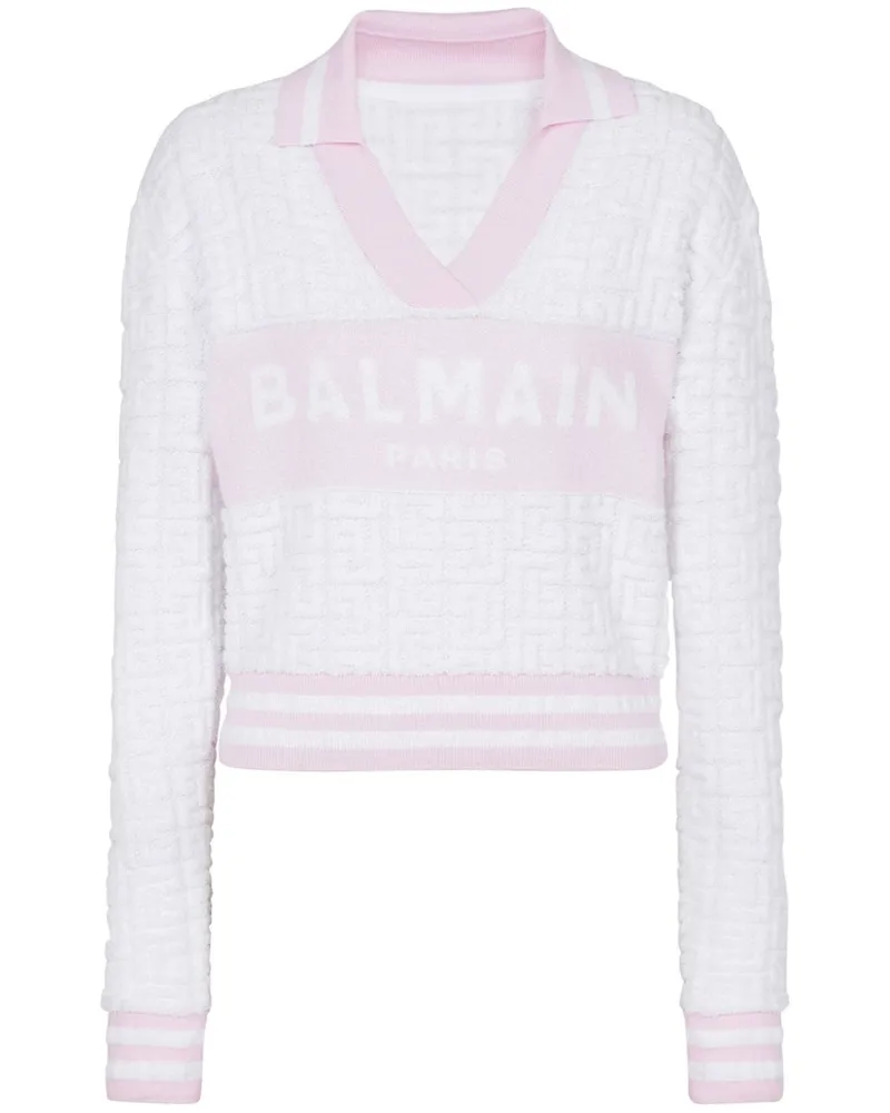 Balmain Poloshirt aus Monogramm-Jacquard - Rosa Rosa