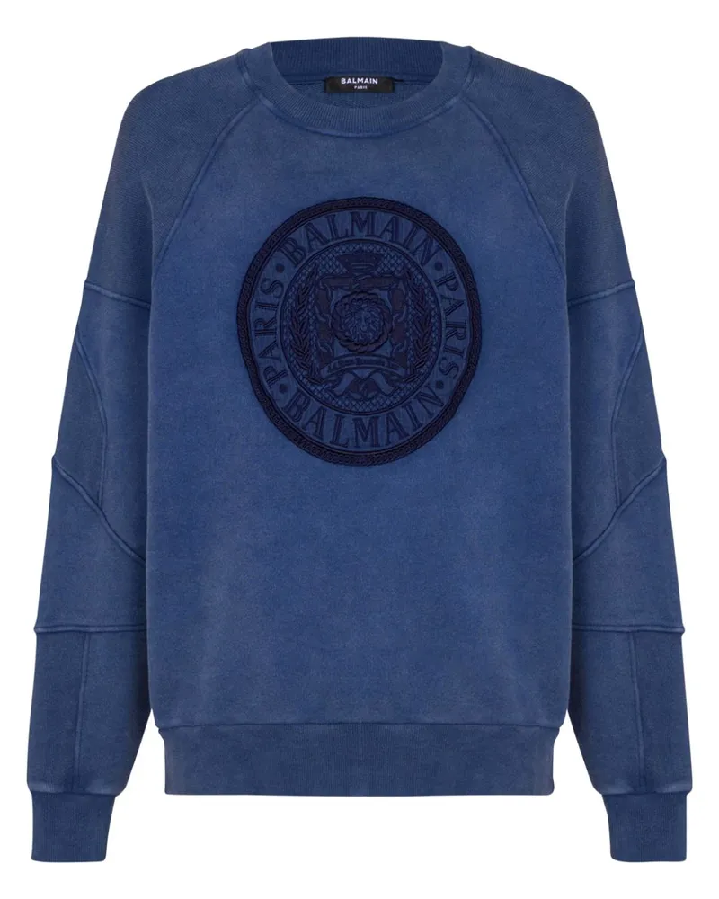 Balmain Sweatshirt mit Logo-Stickerei - Blau Blau
