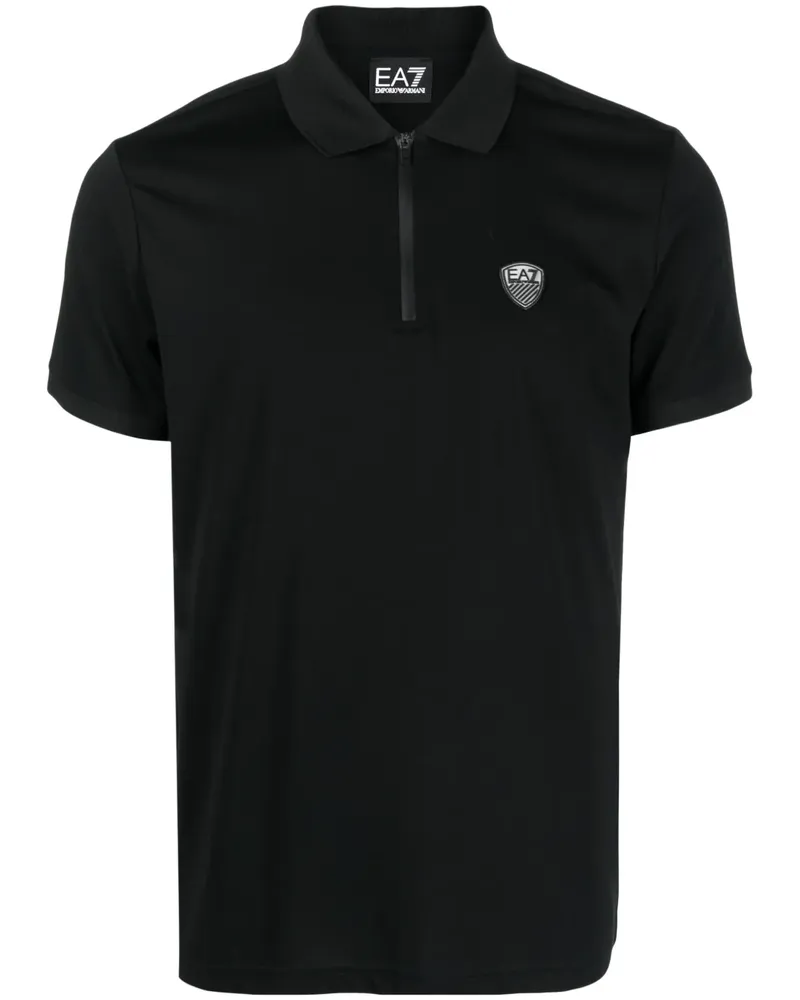 EA7 Poloshirt mit Reißverschluss - Schwarz Schwarz