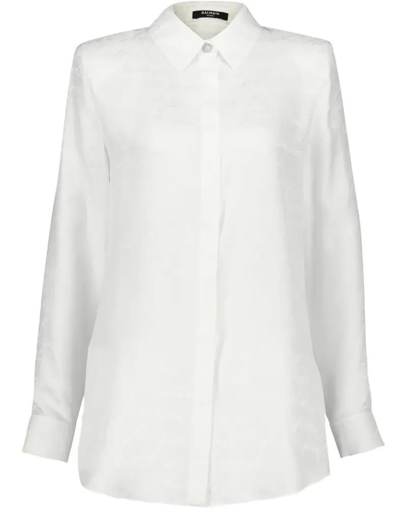 Balmain Hemd mit Jacquardmuster - Weiß Weiß