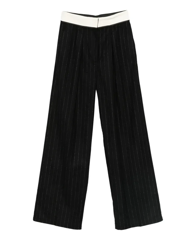 forte_forte Straight-Leg-Hose mit Nadelstreifen - Schwarz Schwarz