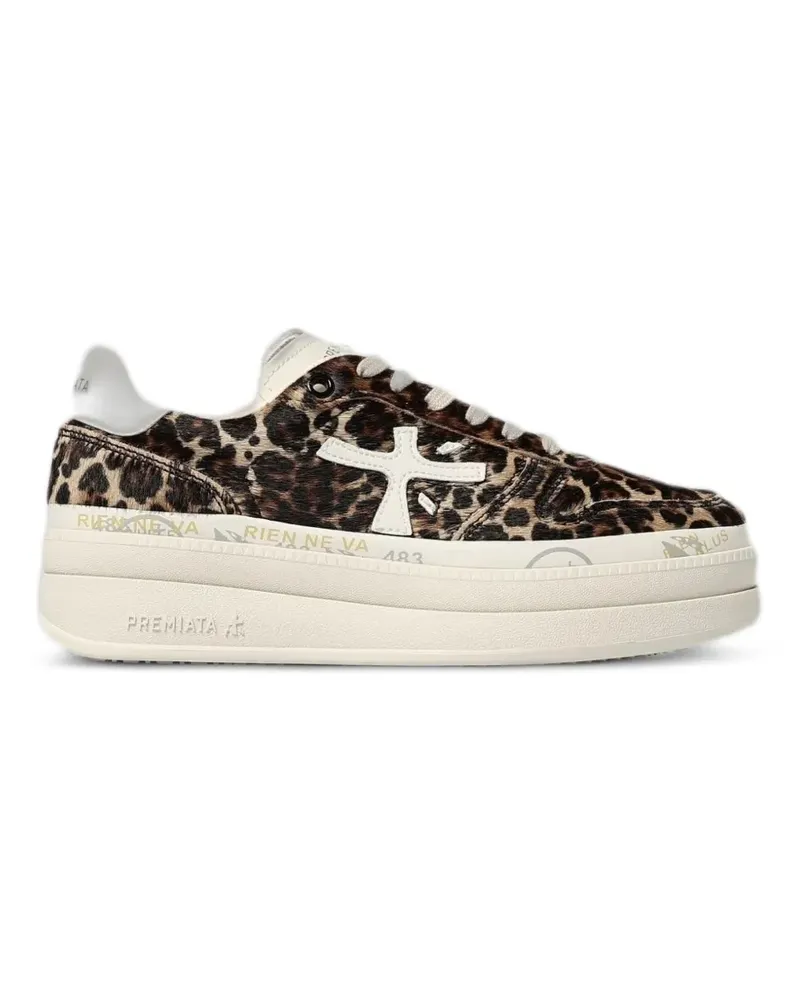 Premiata leopard-print platform sneakers - Braun Braun