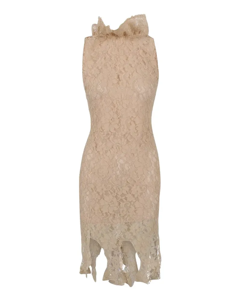 Giuseppe di Morabito ruffled lace-overlay dress - Nude Nude