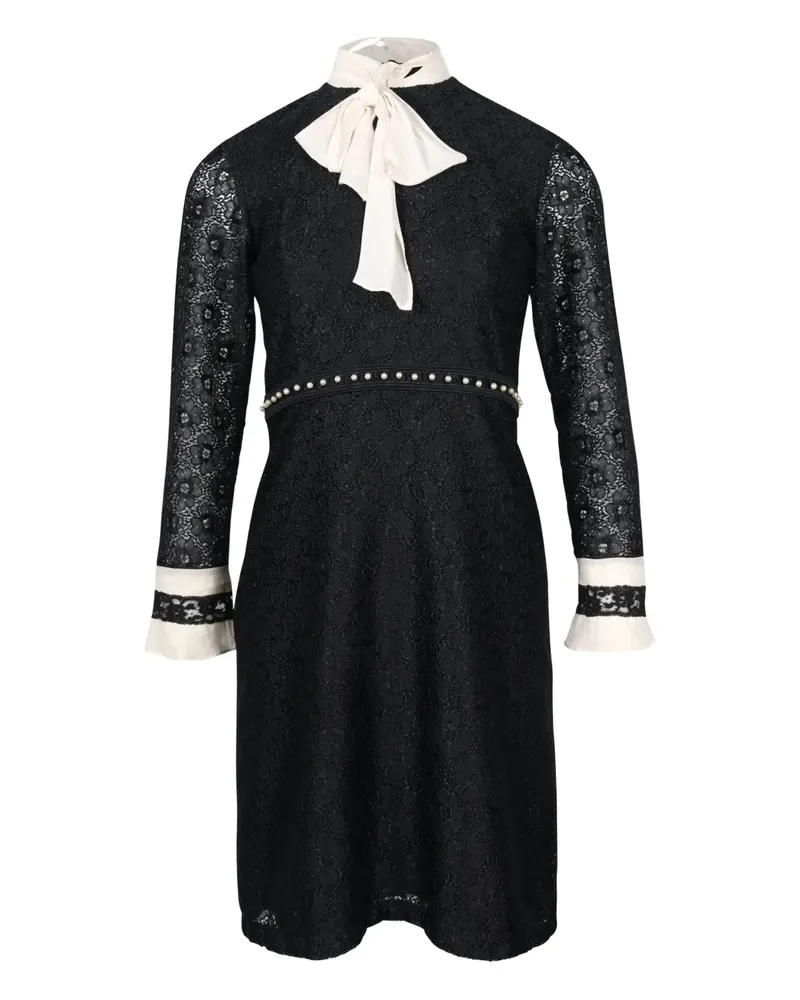 Sandro Spitzenkleid mit Schleifenkragen - Schwarz Schwarz