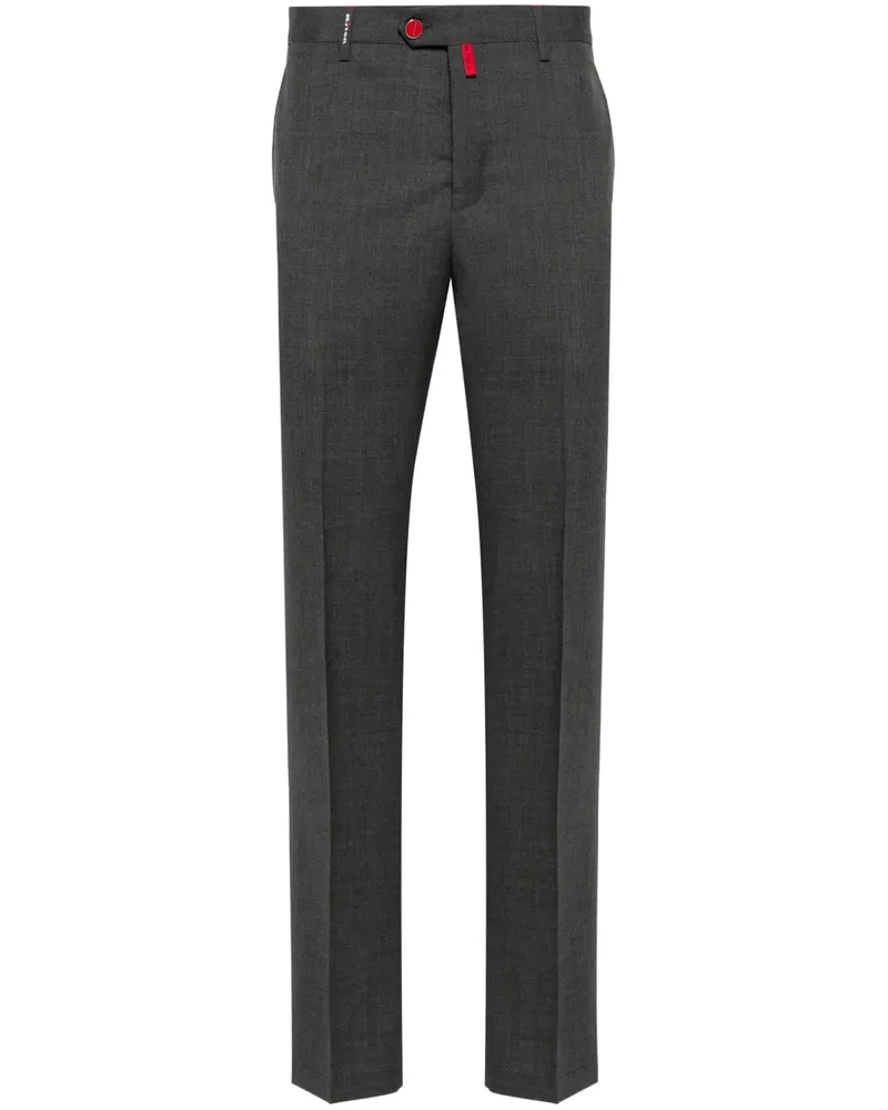 Kiton Wollhose mit Logo-Patch - Grau Grau