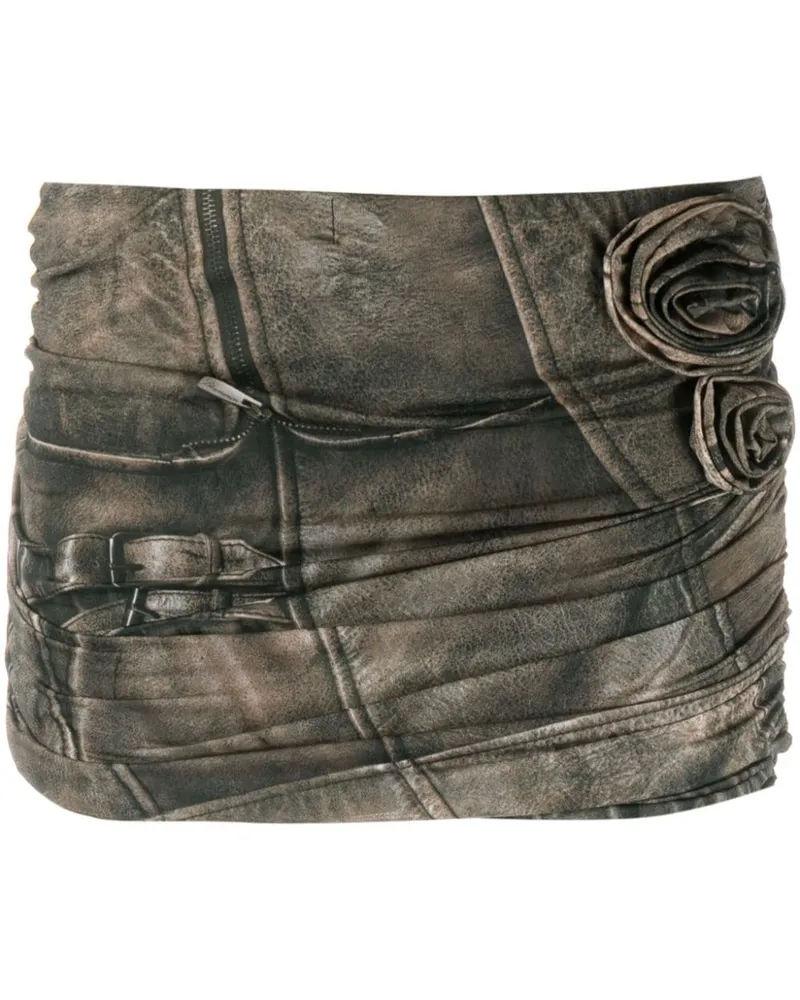 Blumarine Minirock mit Blumenapplikation - Braun Braun