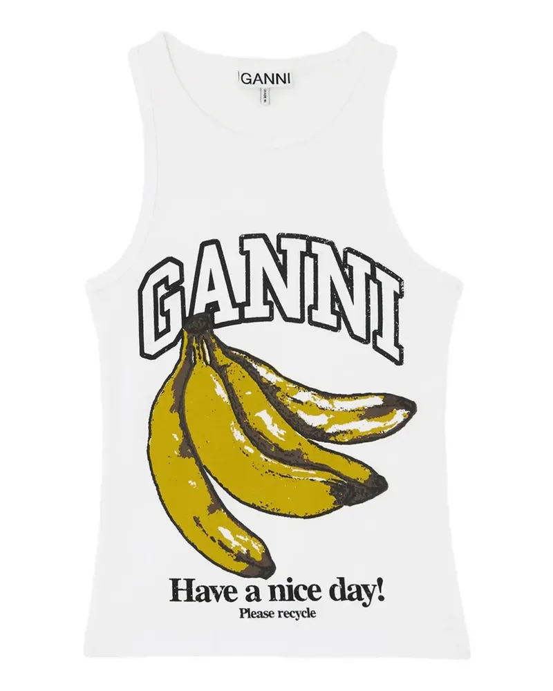 Ganni Tanktop mit Bananen-Print - Weiß Weiß