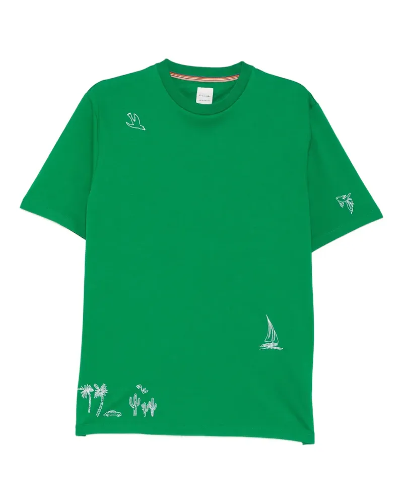 Paul Smith T-Shirt mit grafischer Stickerei - Grün Grün