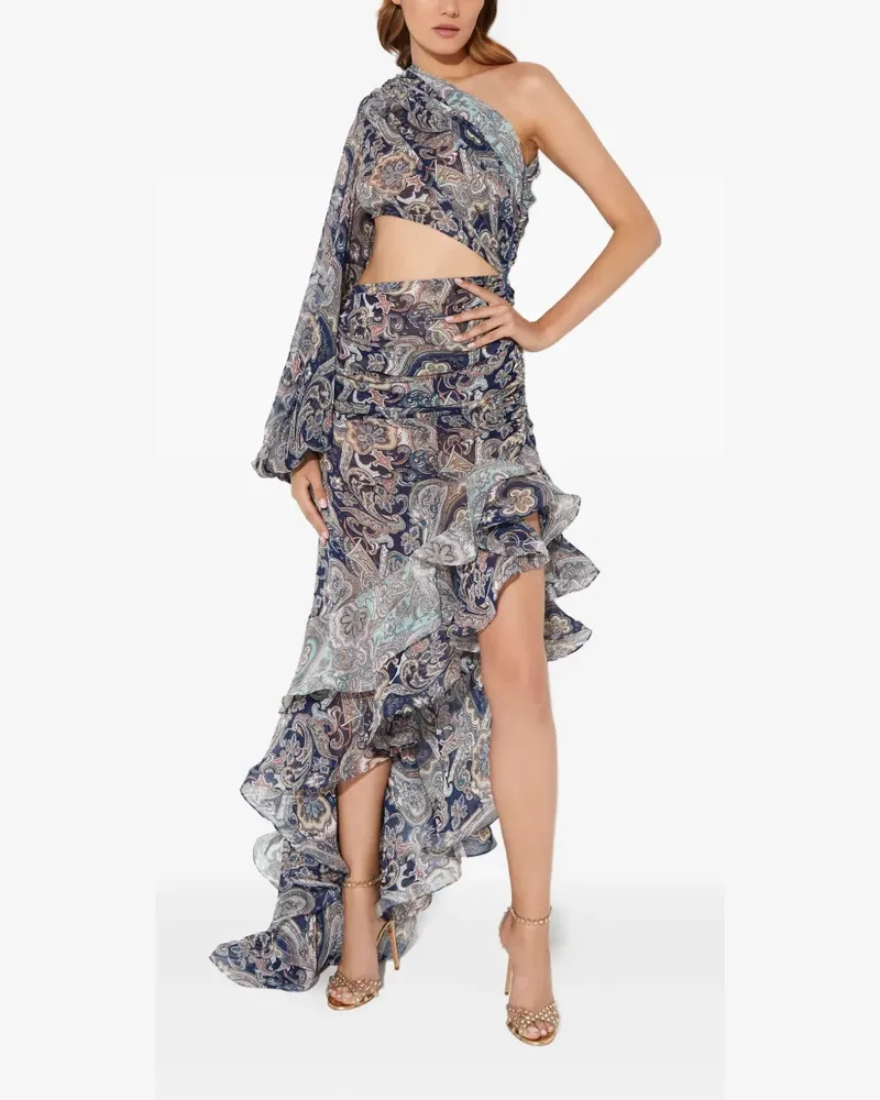 BRONX AND BANCO Sara draped one-sleeve dress - Blau Blau