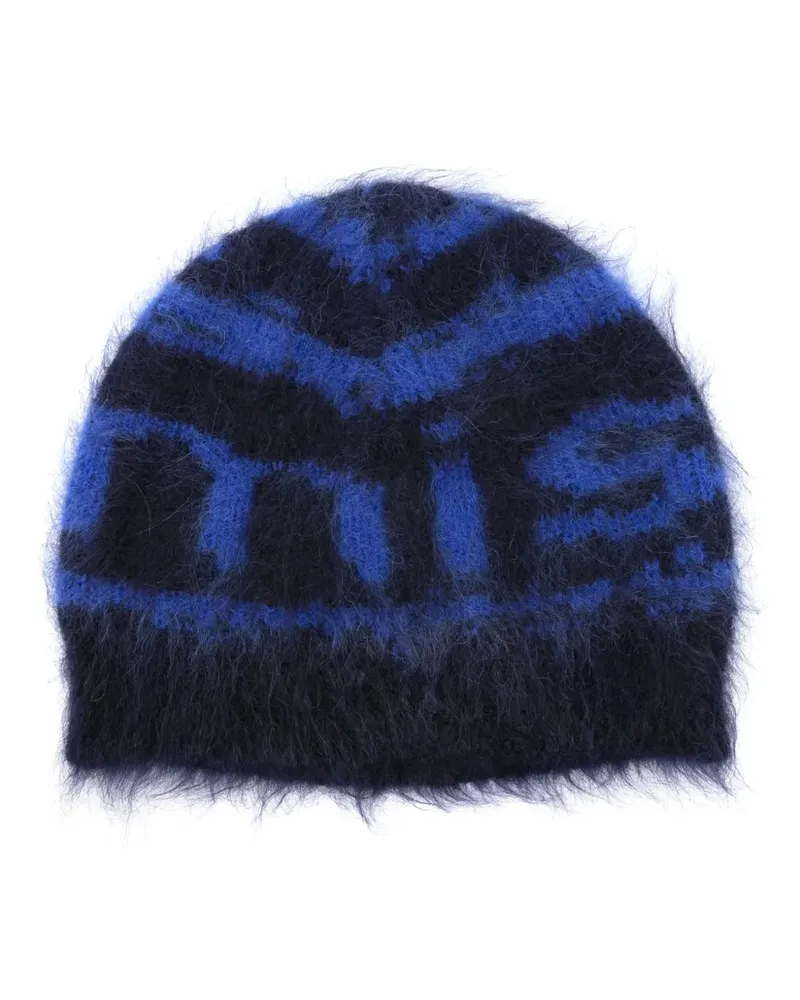 MISBHV Beanie mit Intarsien-Logo - Blau Blau