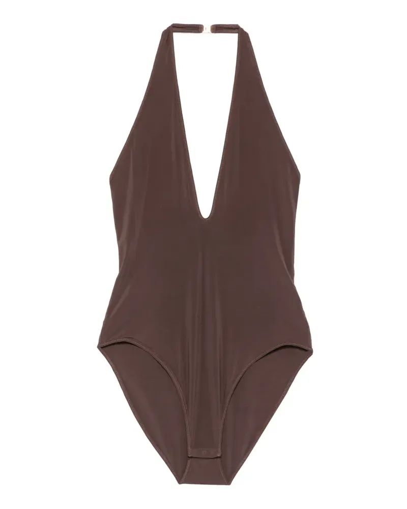 Zimmermann halterneck plunge-neck bodysuit - Braun Braun