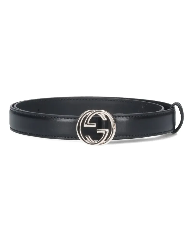 Gucci logo-buckle leather belt - Schwarz Schwarz
