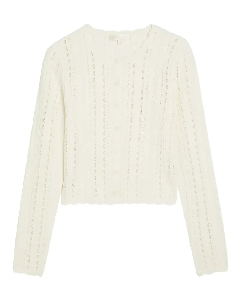 LoveShackFancy pointelle-knit scalloped-edge cardigan - Weiß Weiß