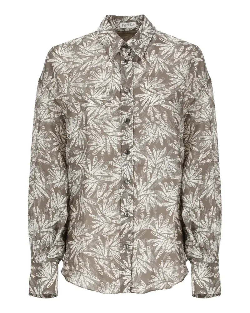 Brunello Cucinelli floral-print button-down shirt - Braun Braun