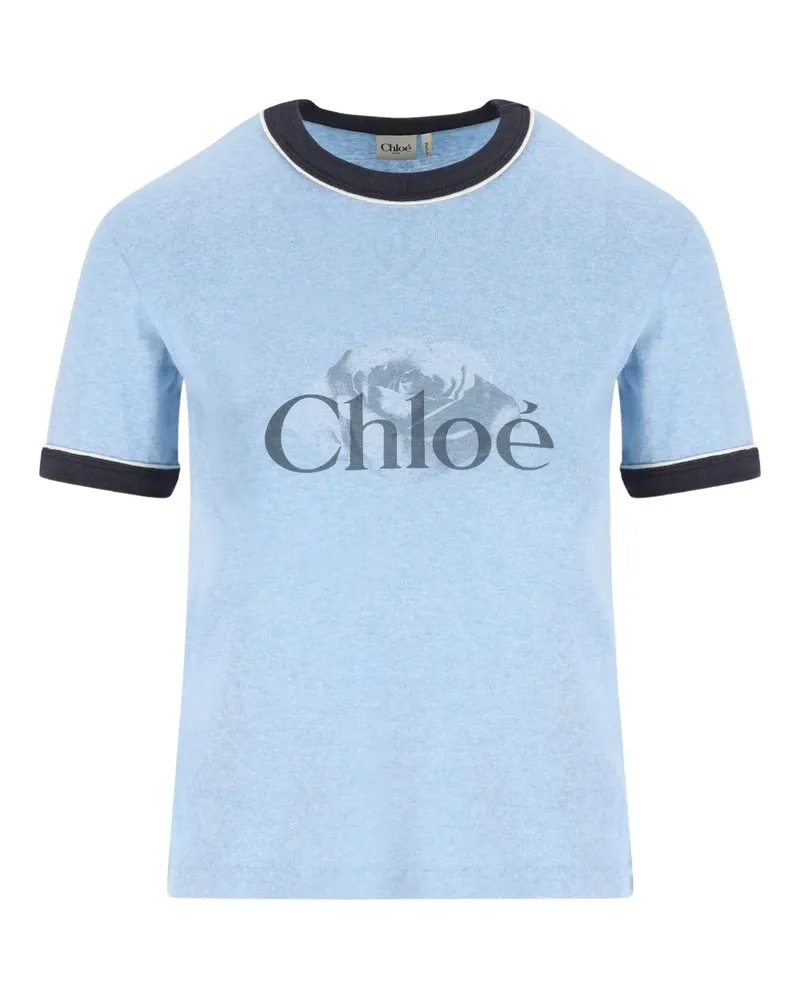 Chloé T-Shirt mit Logo - Blau Blau