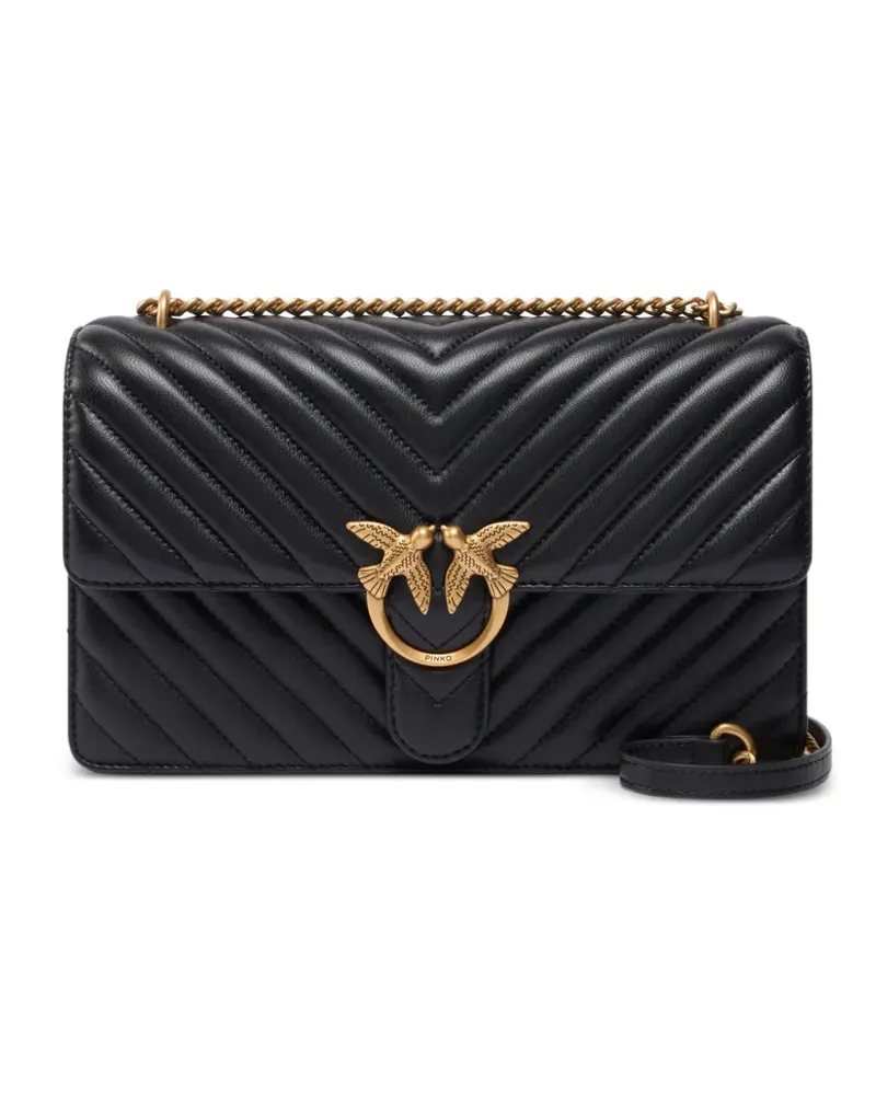 Pinko Gesteppte Love Birds Schultertasche - Schwarz Schwarz