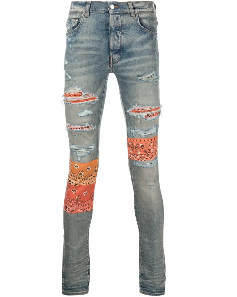 Amiri Bandana Artpatch Skinny-Jeans - Blau Blau