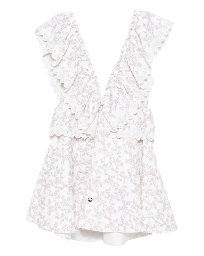 COPERNI Gerüschtes Kleid mit Blumen-Print - Weiß Weiß