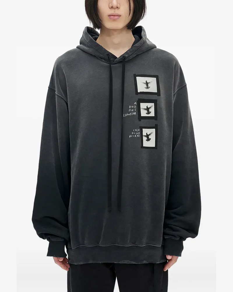 Ann Demeulemeester Ollie printed hoodie - Schwarz Schwarz