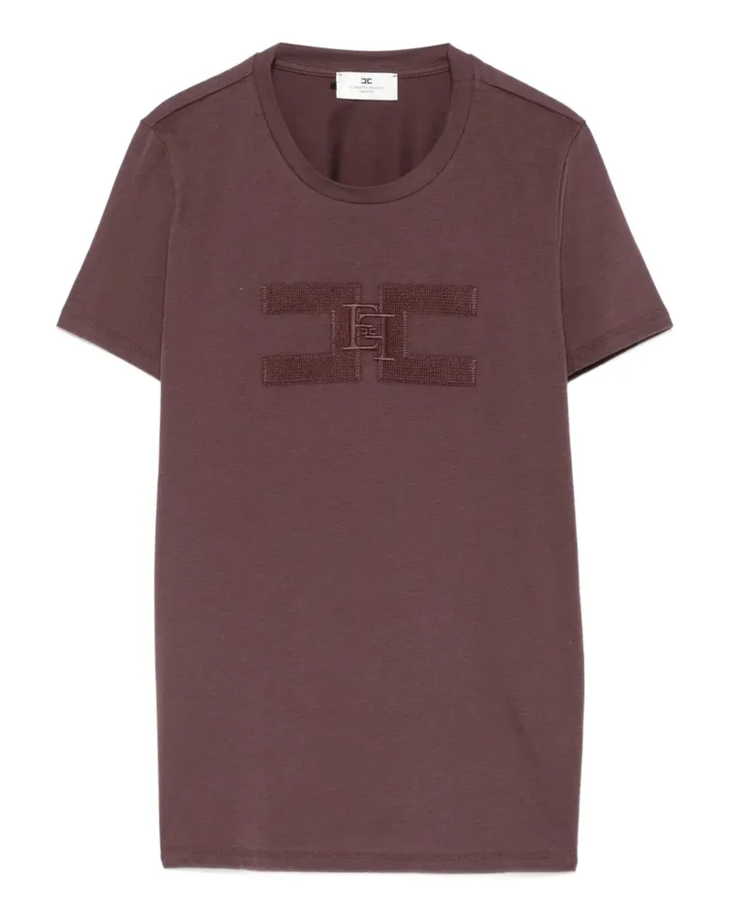 Elisabetta Franchi T-Shirt mit Logo-Stickerei - Violett Violett