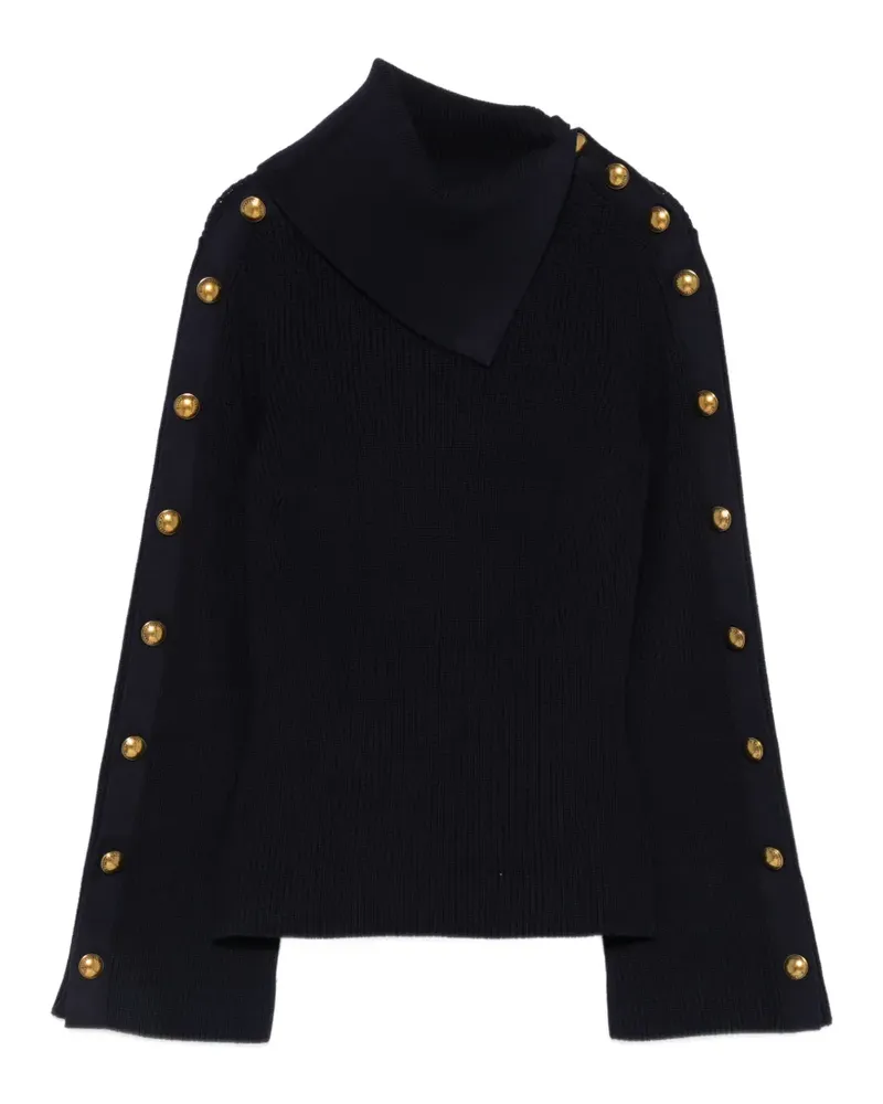Elisabetta Franchi button-embellished ribbed-knit sweater - Blau Blau