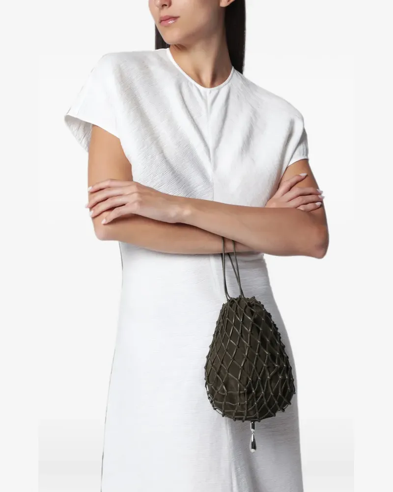 SAVETTE Macrame suede pouch bag - Braun Braun