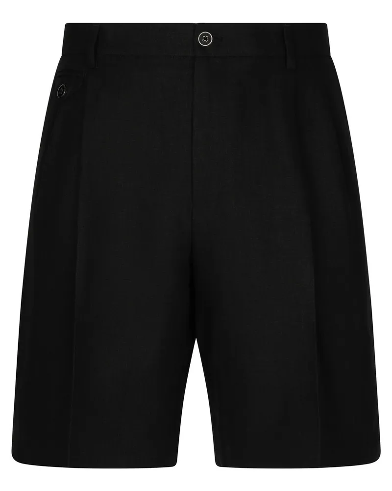 Dolce & Gabbana Klassische Leinenshorts - Schwarz Schwarz