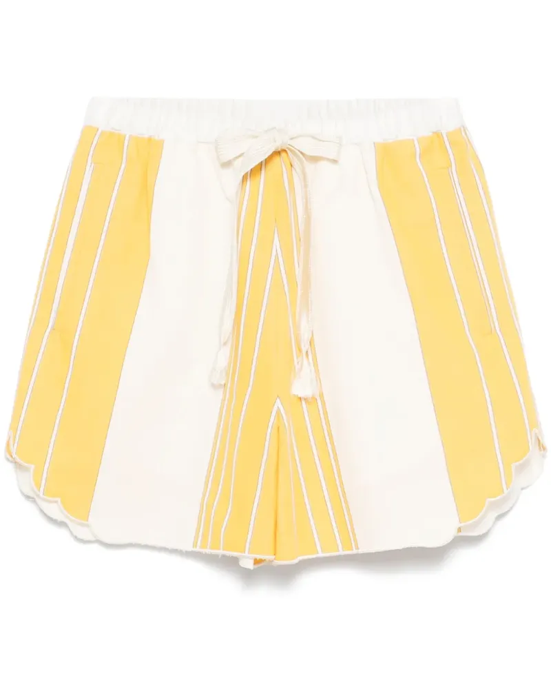 forte_forte Gestreifte Shorts - Nude Nude