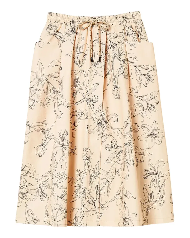 Twin-Set midi bull skirt with floral print - Nude Nude