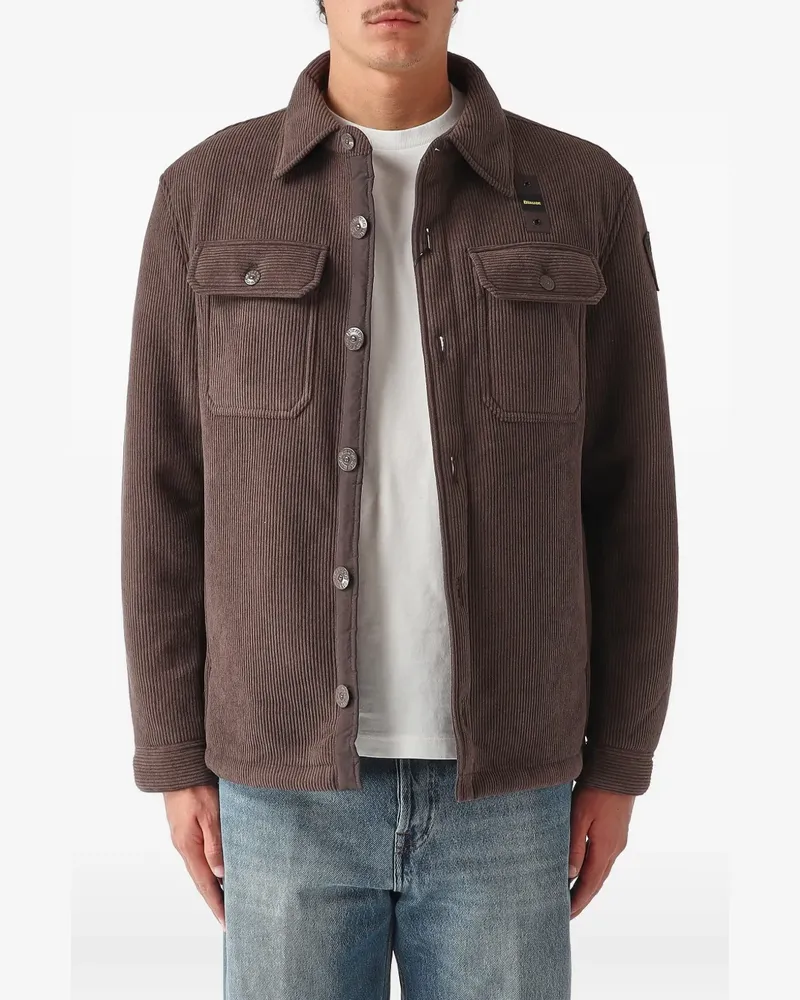 Blauer Eugene corduroy logo-patch shirt jacket - Braun Braun