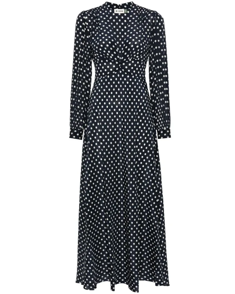 RIXO Emory Maxikleid mit Polka Dots - Blau Blau