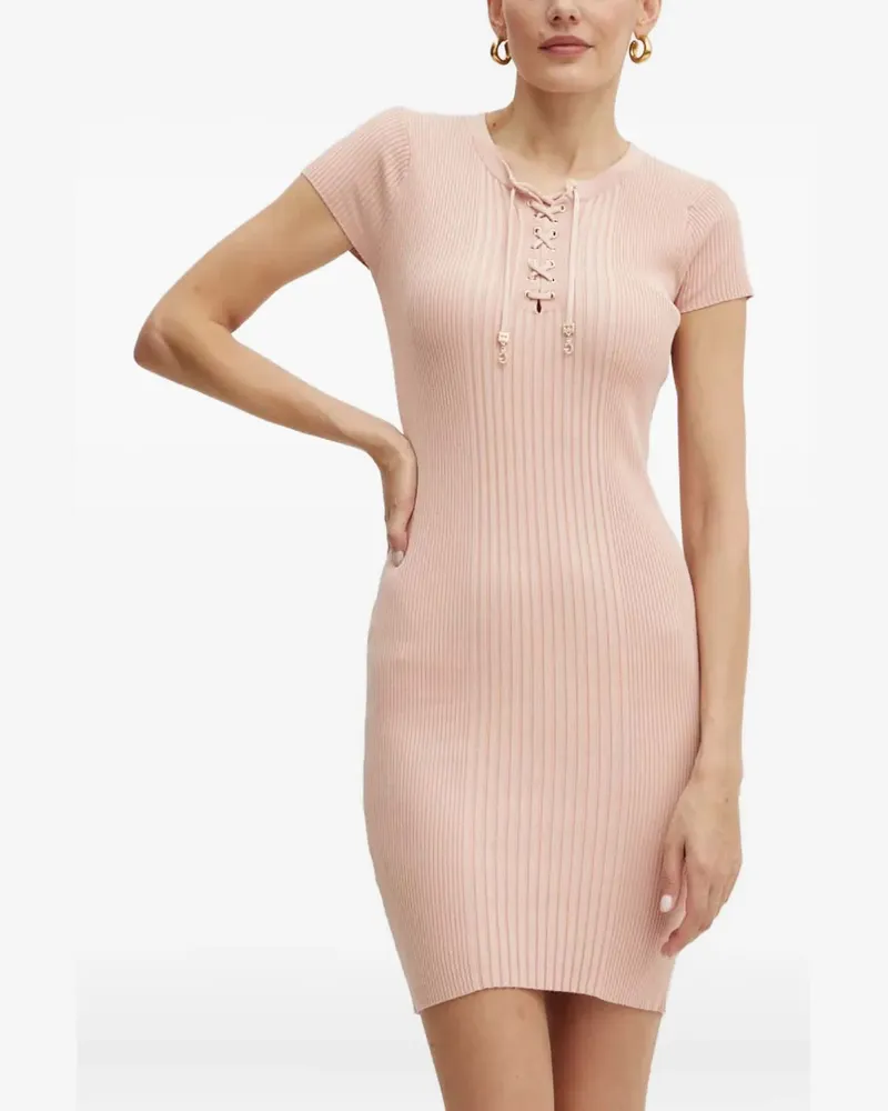 Guess Geripptes Minikleid - Rosa Rosa