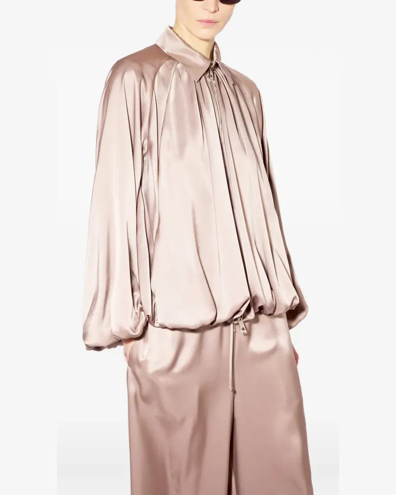 Liviana Conti gathered zip-up bomber jacket - Rosa Rosa