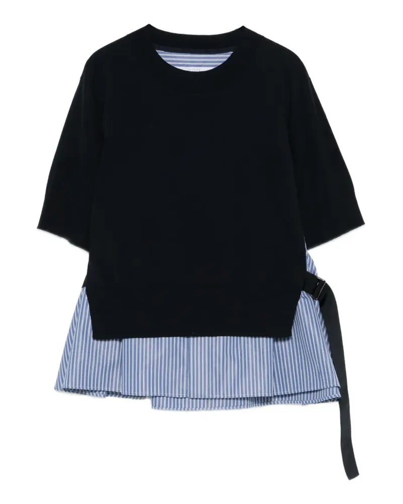 Sacai striped detail top - Blau Blau