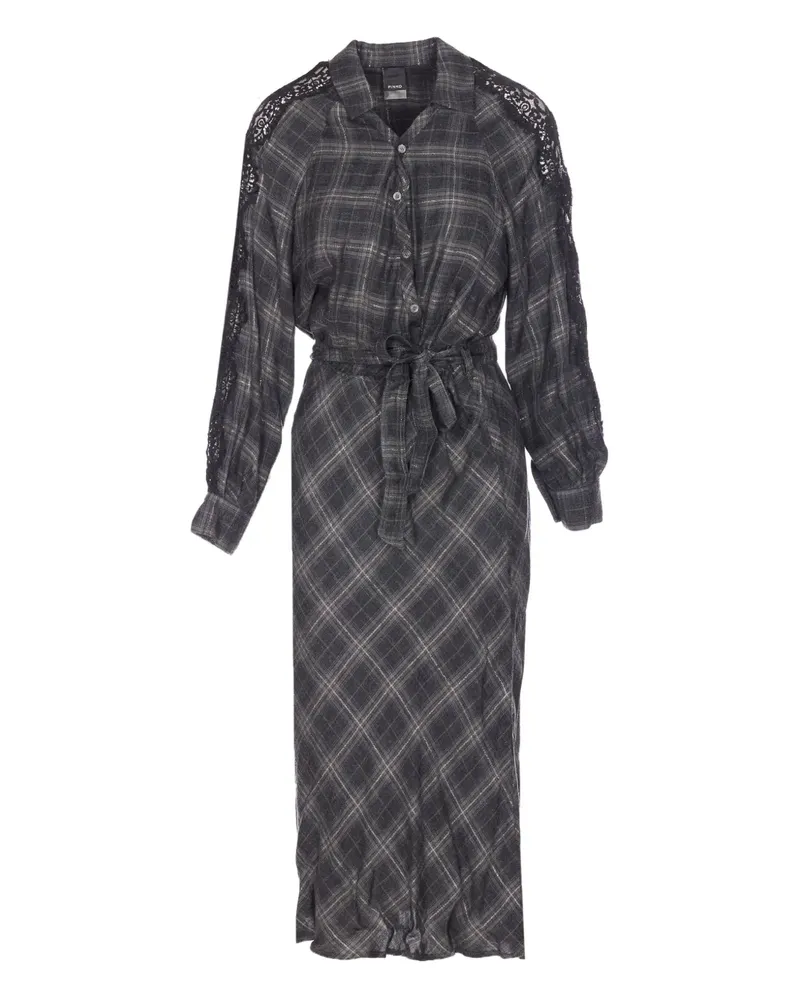 Pinko Osane check maxi dress - Grau Grau