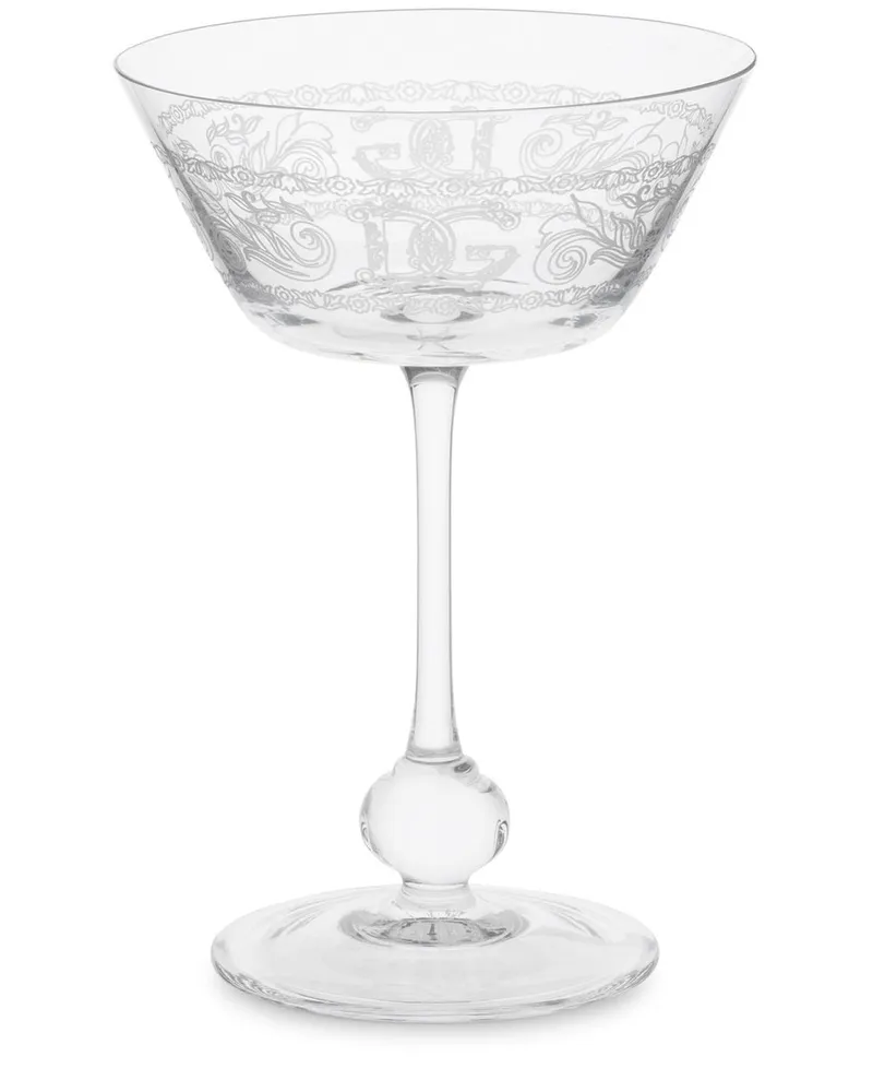Dolce & Gabbana Champagnerglas mit Logo - Weiß Weiß