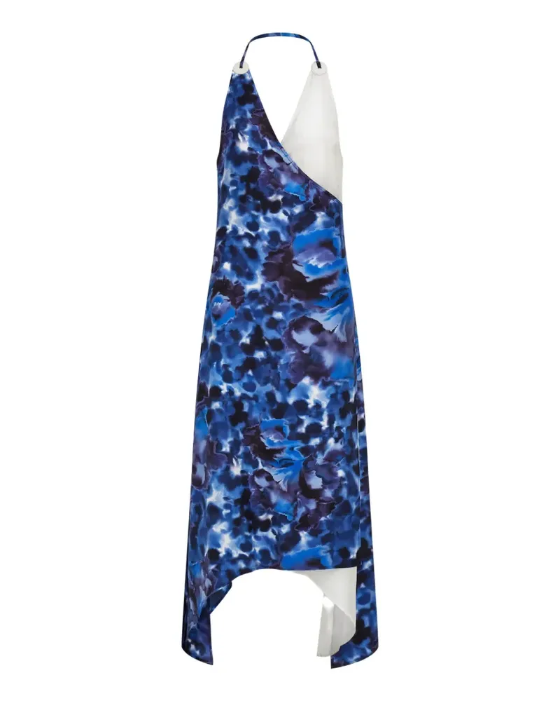 Ferragamo carnation-print wrap dress - Blau Blau