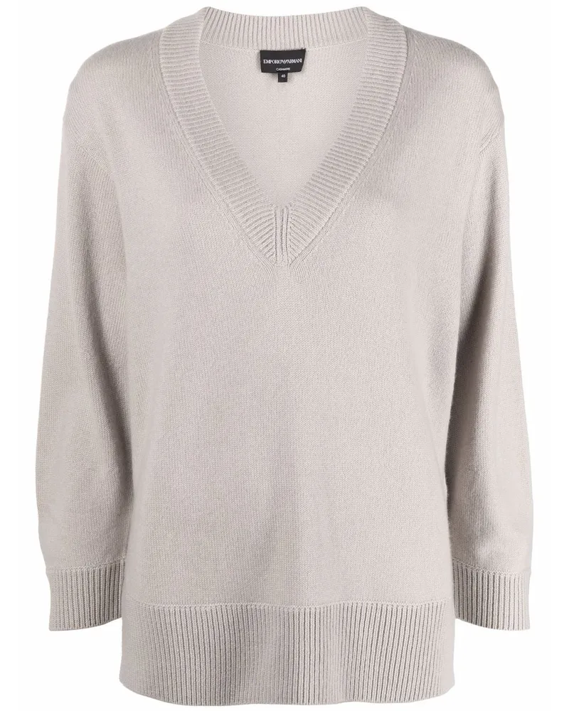 Emporio Armani Kaschmirpullover mit V-Ausschnitt - Nude Nude