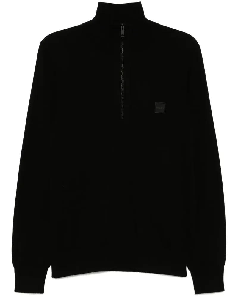 HUGO BOSS Pullover mit Logo-Patch - Schwarz Schwarz