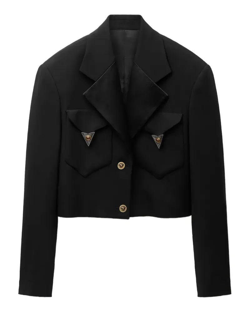 Versace Cropped-Jacke mit Medusa-Beschlägen - Schwarz Schwarz