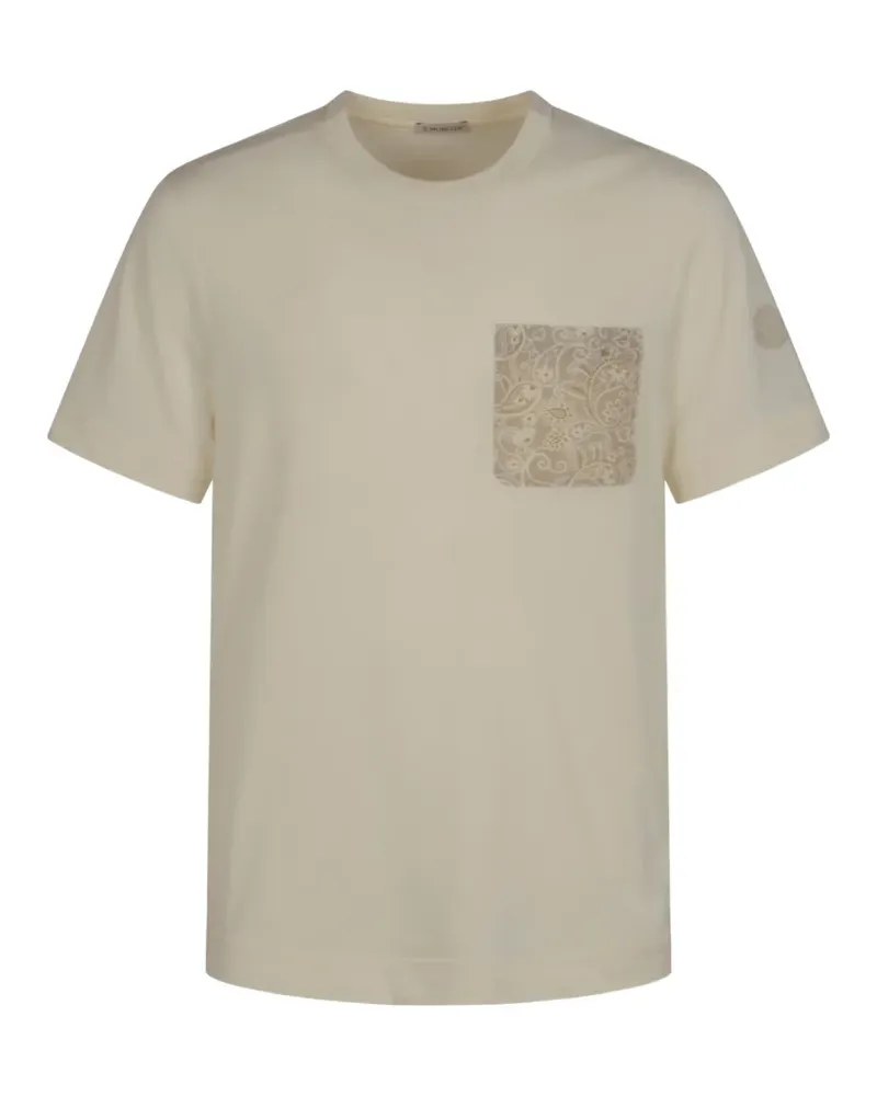 Moncler T-Shirt mit Paisley-Tasche - Weiß Weiß