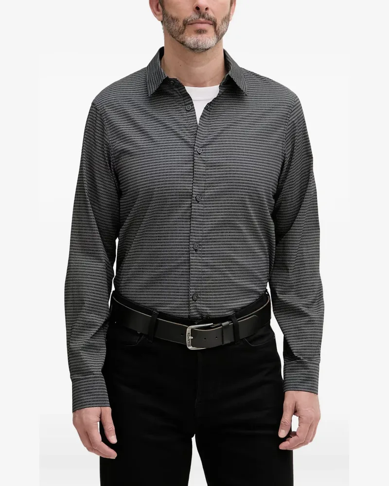 Armani Exchange geometric-print long-sleeve shirt - Schwarz Schwarz