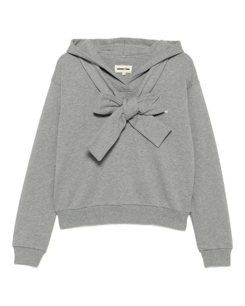 SHUSHU/TONG bow-detail logo-print hoodie - Grau Grau