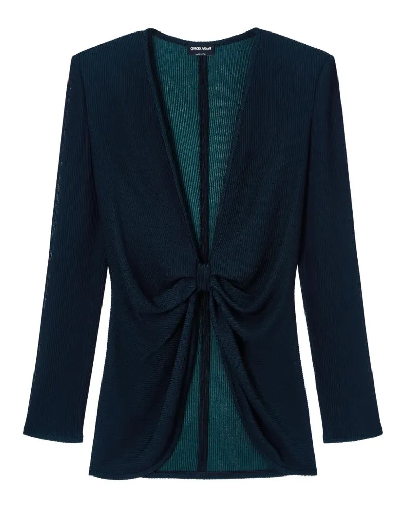 Giorgio Armani ribbed knot-detail cardigan - Blau Blau