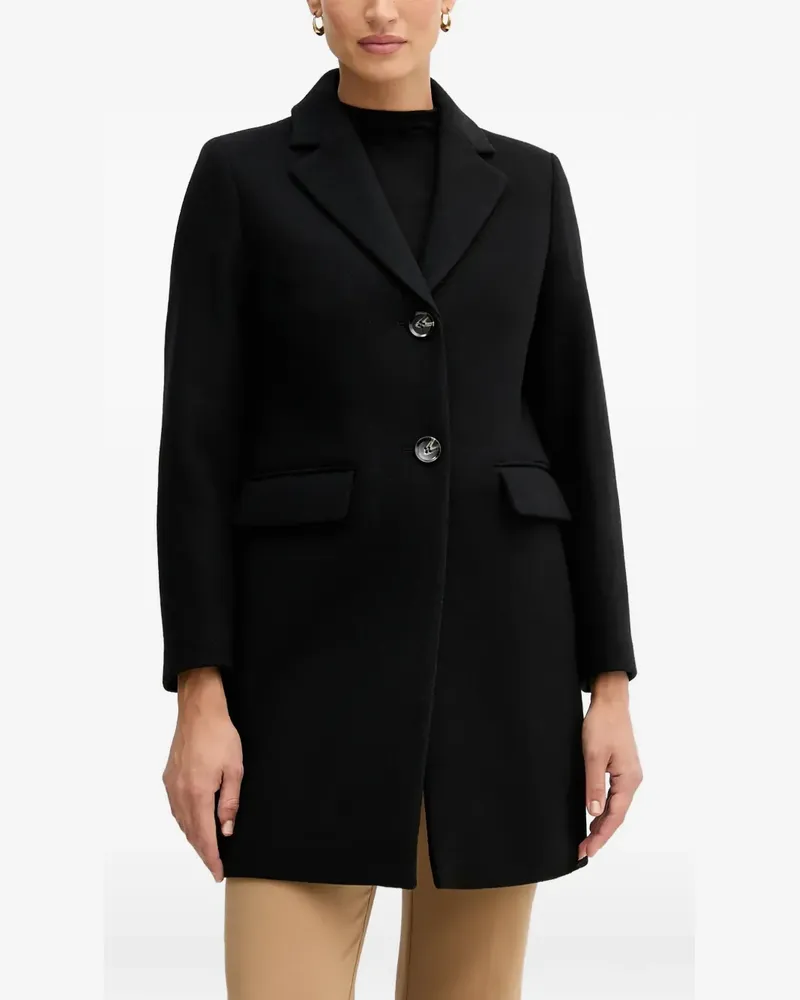 Sisley buttoned pocketed single-breasted coat - Schwarz Schwarz