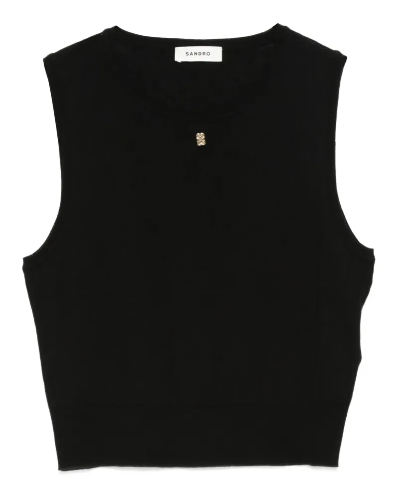Sandro Top mit rundem Ausschnitt - Schwarz Schwarz